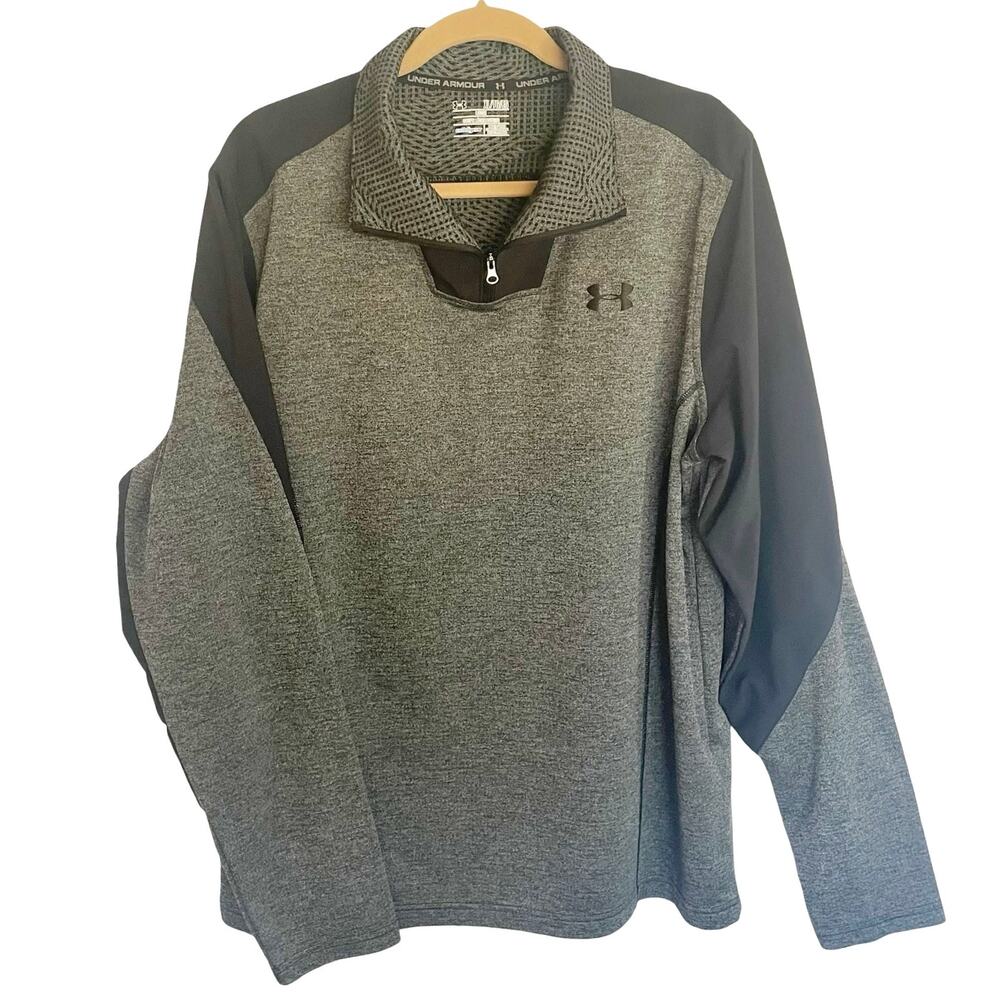 Under Armour Quarter Zip Pullover Mens XL Gray Loose Cold Gear Athletic Top